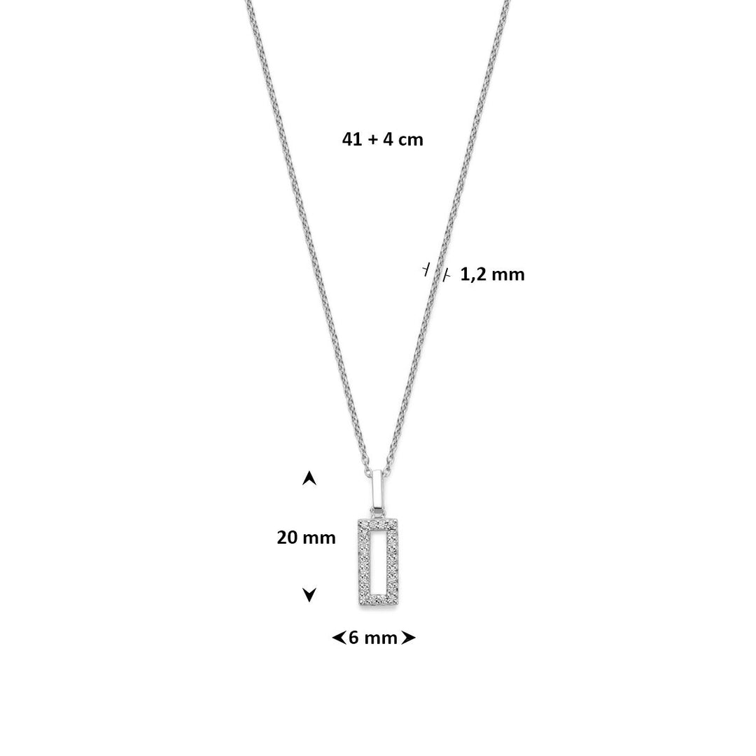 Rhodiniertes Damenhalsband aus Silber mit Zirkonia
