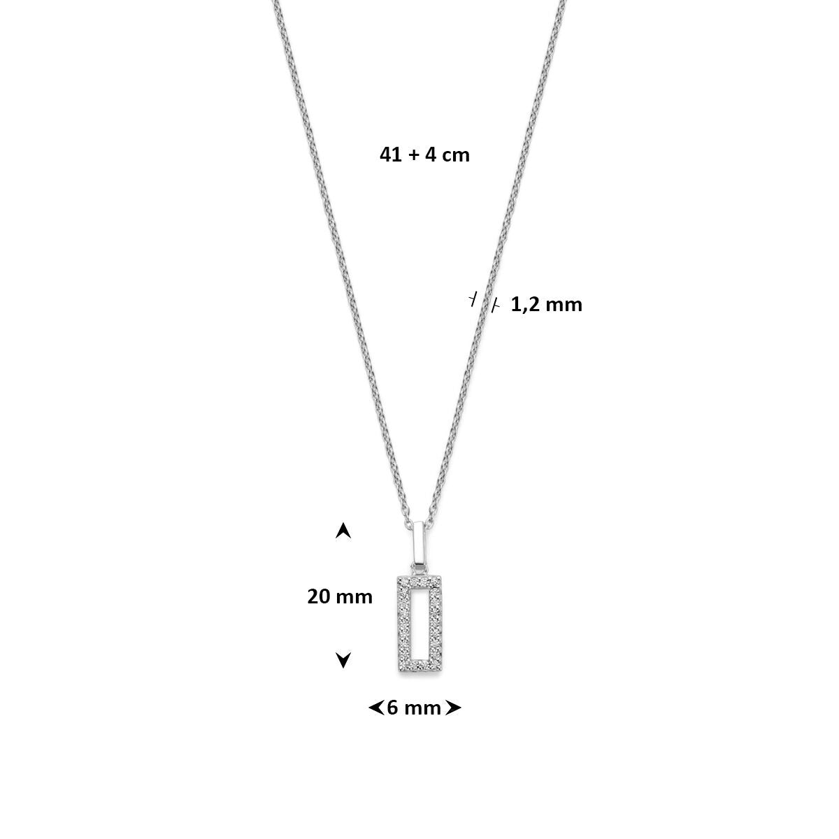 Rhodiniertes Damenhalsband aus Silber mit Zirkonia
