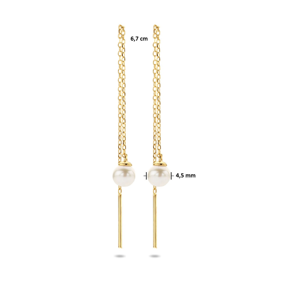 Goldene Durchzieher-Ohrringe mit Süßwasserperle – 14k