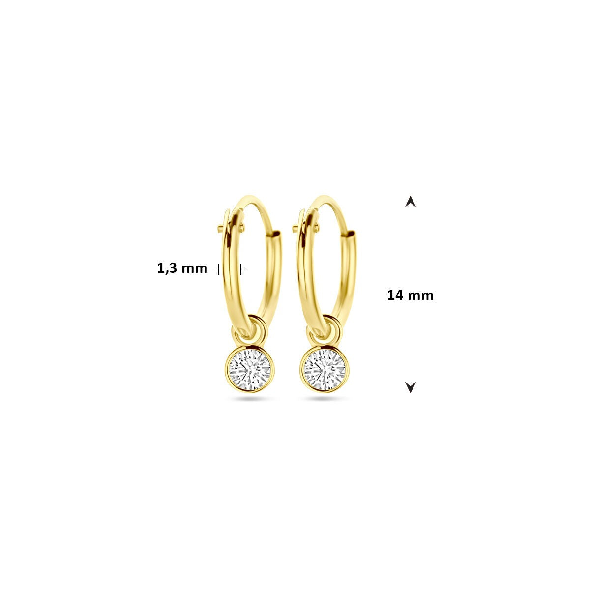 Goldohrringe mit Zirkonia – 14k, Zargenfassung