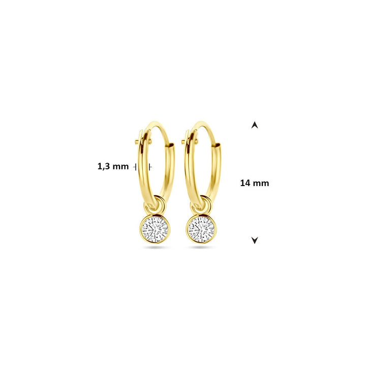 Ohrringe mit Anhänger Zirkonia 14K Gelbgold