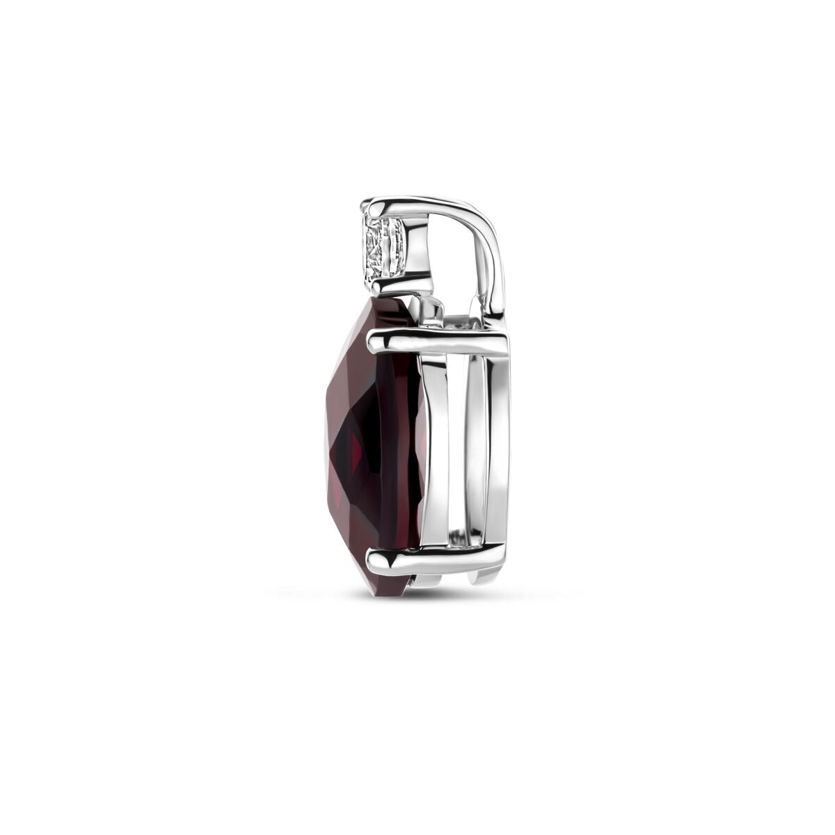 Anhänger Silber mit Granat und Zirkonia – rhodiniertes 925er Silber, 13 x 8 mm