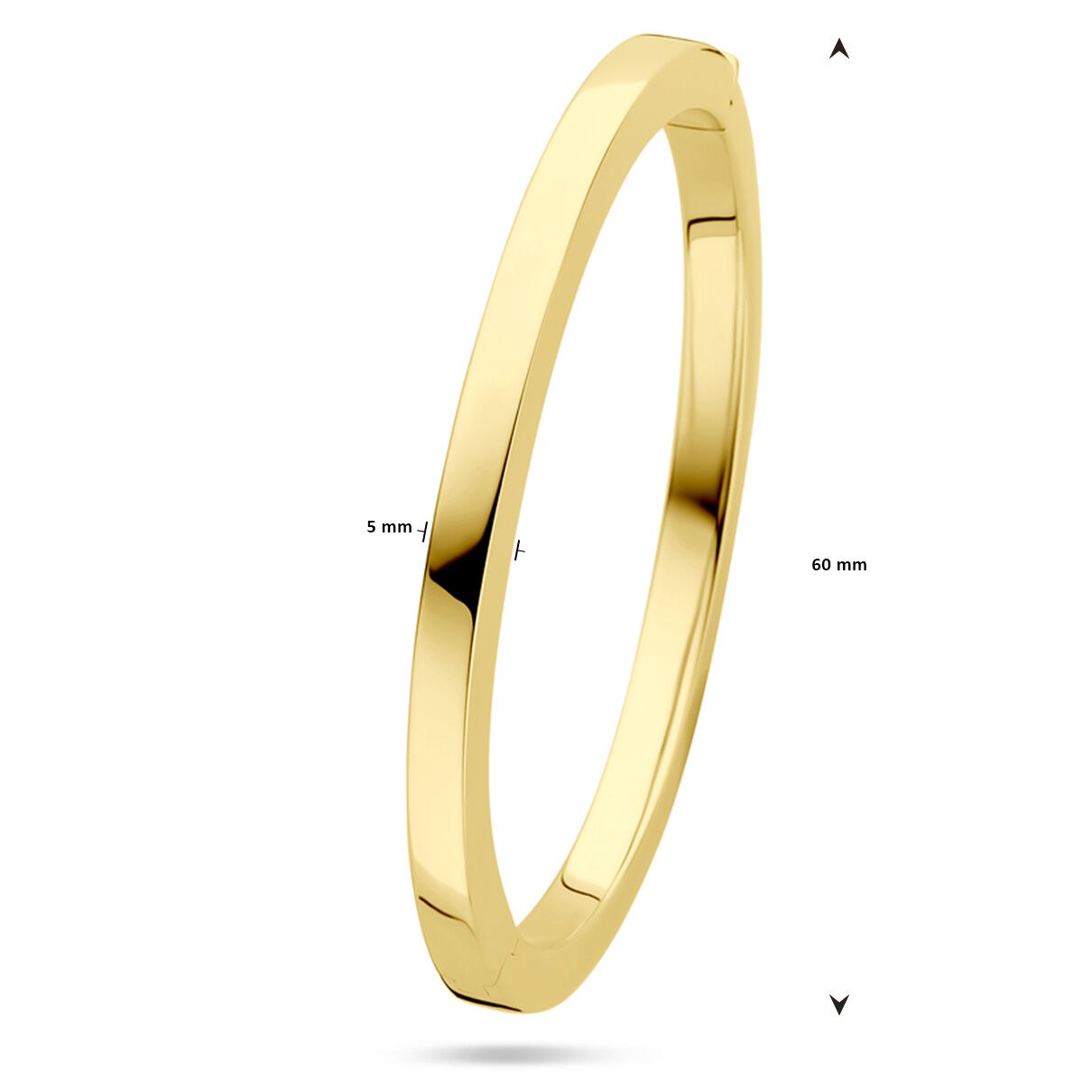 14 K Gelbgold Armreif – 5 mm breit, mit Scharnierschließe