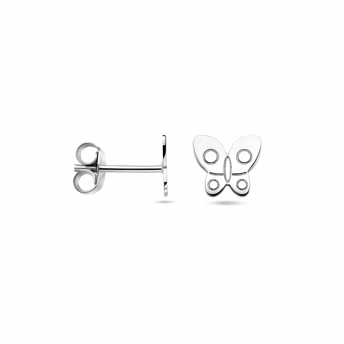 Rhodinierte Kinderohrstecker aus Silber in Schmetterlingsform