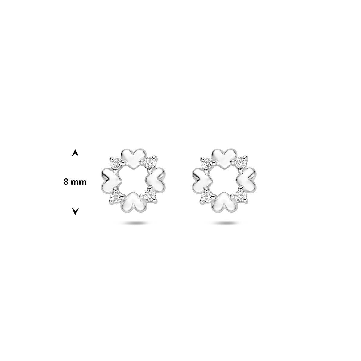 Rhodinierte Herz-Ohrstecker aus Silber mit Zirkonia