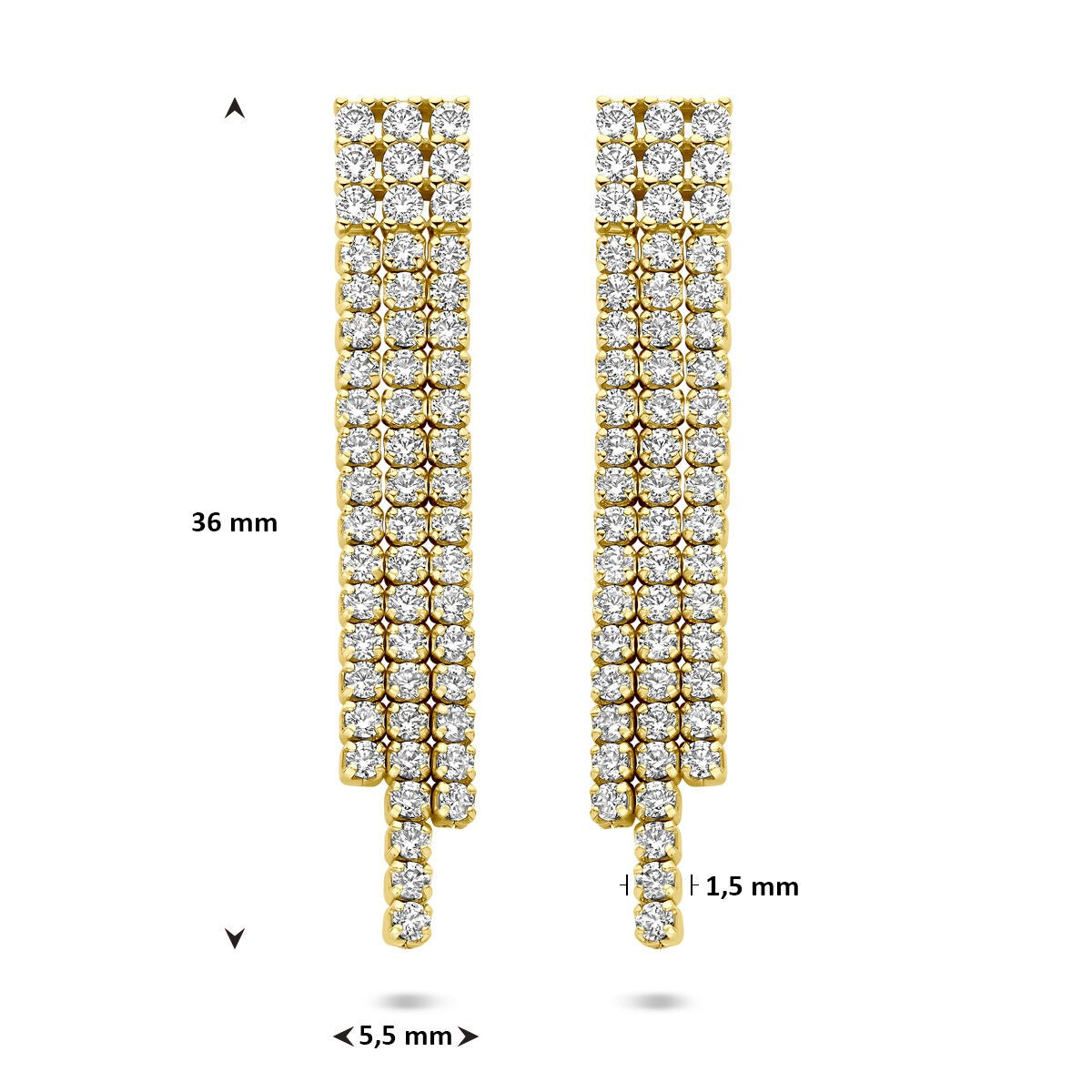 Vergoldete Ohrringe mit Zirkonia – Entourage-Fassung 36 mm