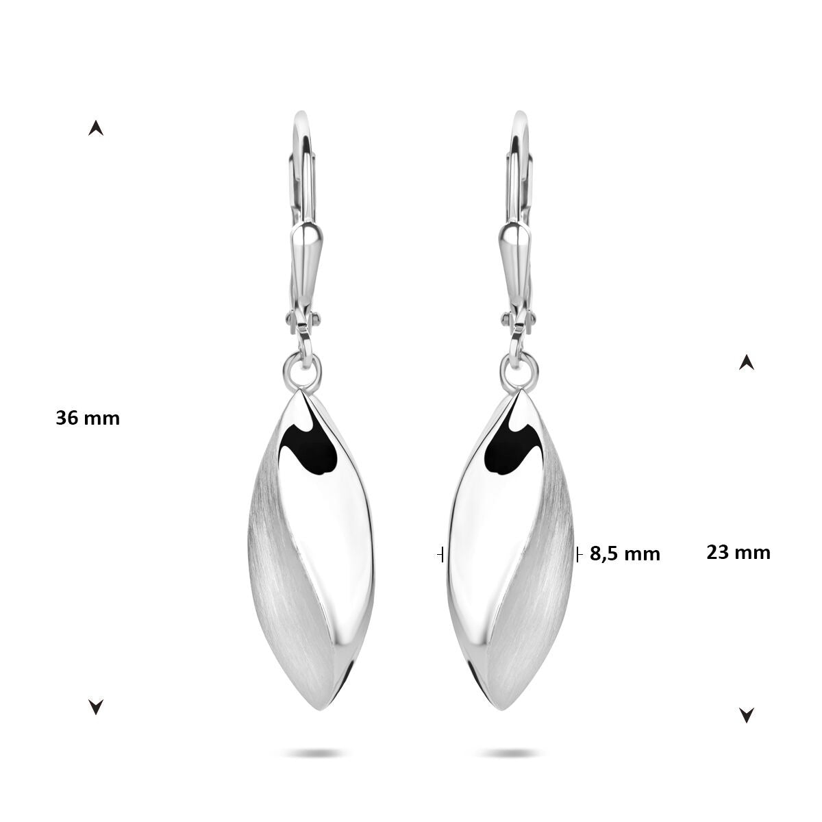 Silberne Ohrhänger oval – rhodiniertes Damen-Ohrringe mit Brisurverschluss