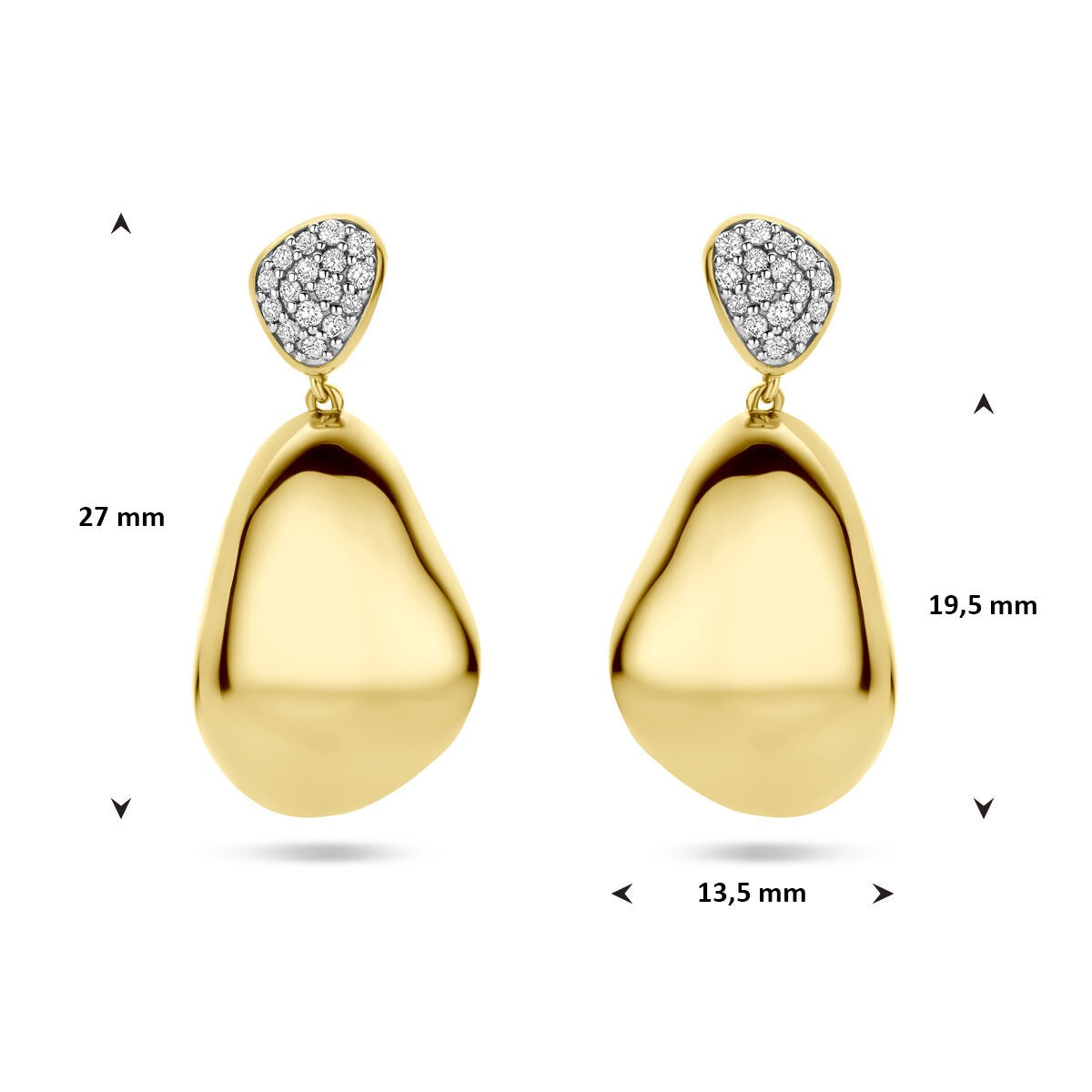 14kt Gelbgold-Ohrringe mit Diamant – 0.20ct (2x 0.10ct) H SI 27 mm