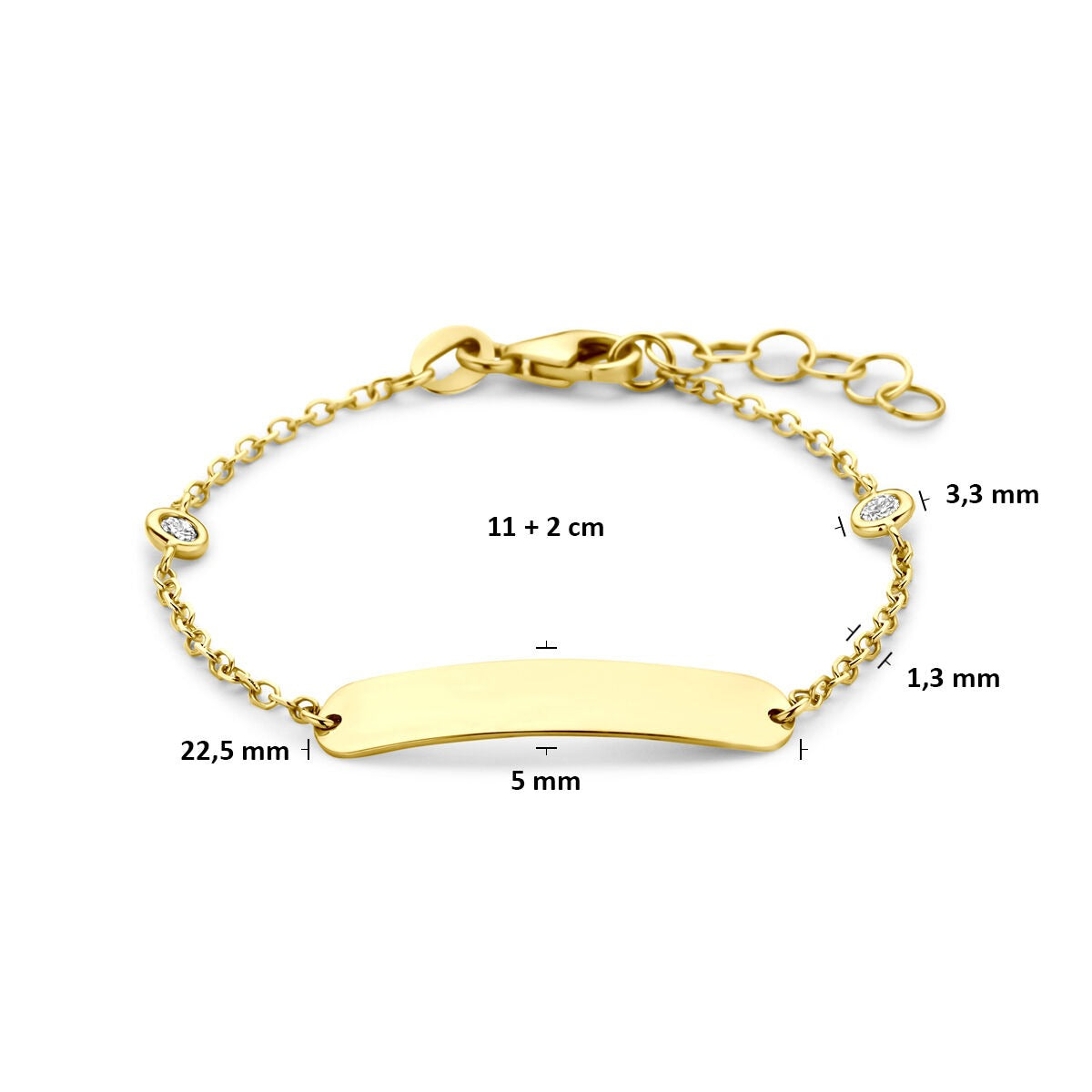 14K Gelbgold Baby-Gravurarmband mit Labor-Diamant