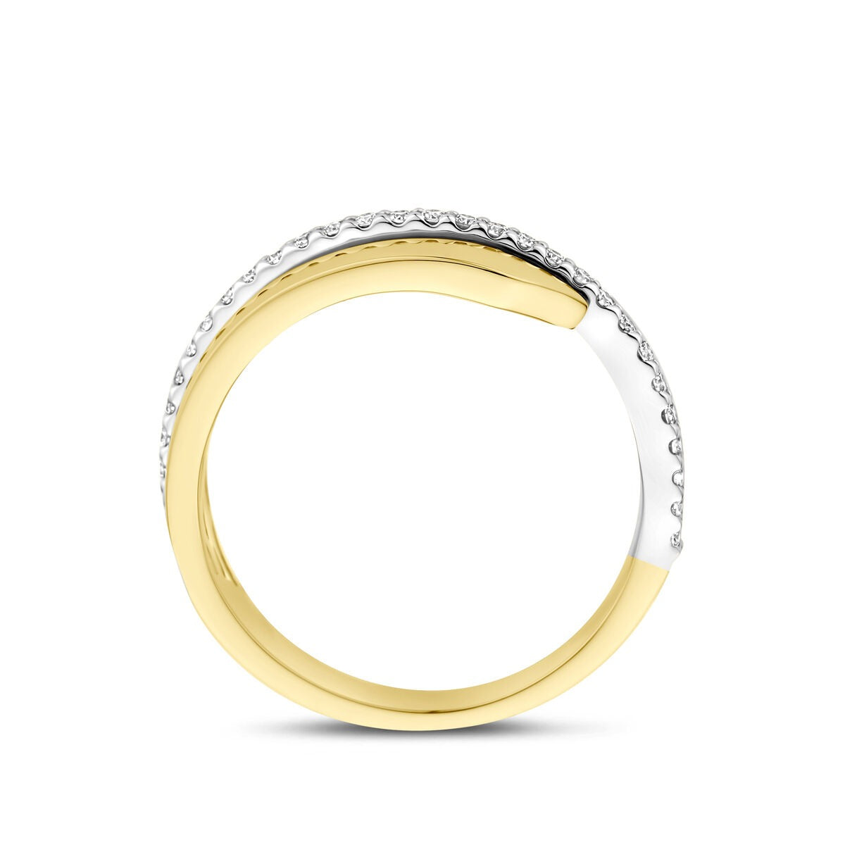 14K zweifarbiger Goldring mit Diamant 0,21 ct