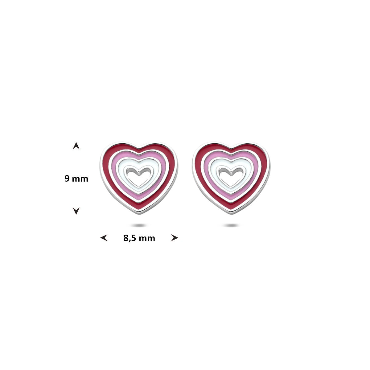 Silberne Ohrstecker Herzchen – rhodiniertes Kinder-Schmuckstück 9 mm