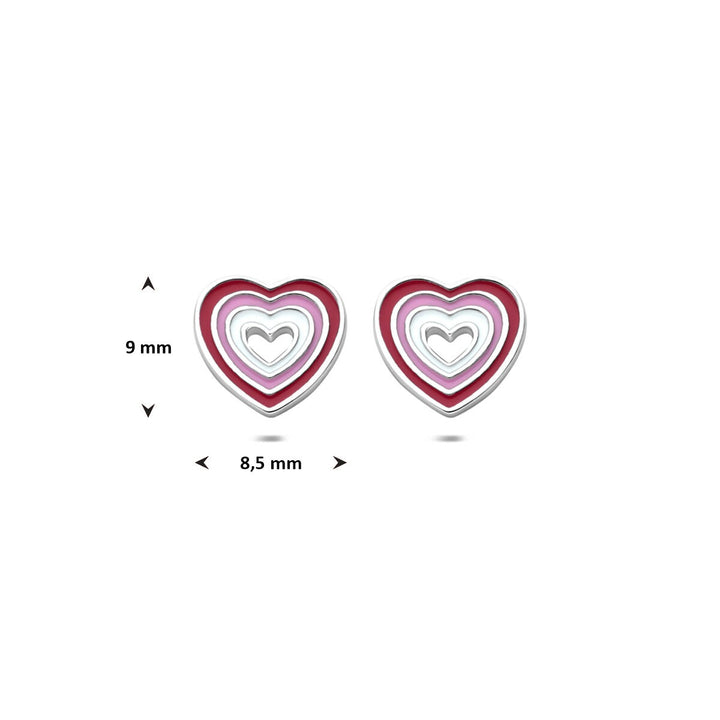 Zilveren oorknopjes hartje – gerhodineerd kindersieraad 9 mm