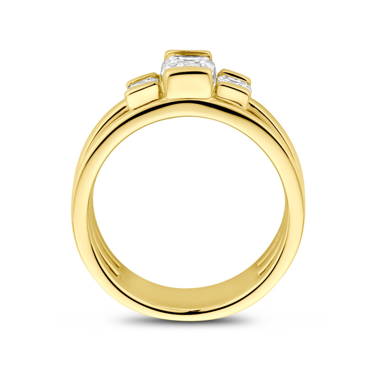 Damenring aus 14 Karat Gelbgold mit 1,50 ct im Labor gezüchtetem Diamanten