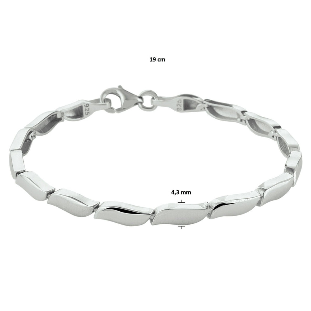 Armband poly/matt 4,3 mm 19 cm Silber rhodiniert