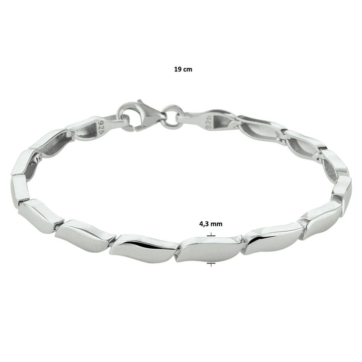 Armband poly/matt 4,3 mm 19 cm Silber rhodiniert