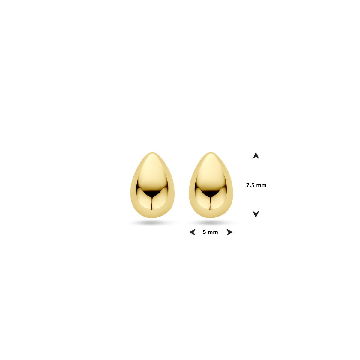 9 Karat Gelbgold-Ohrstecker Tropfen 7.5 x 5 mm