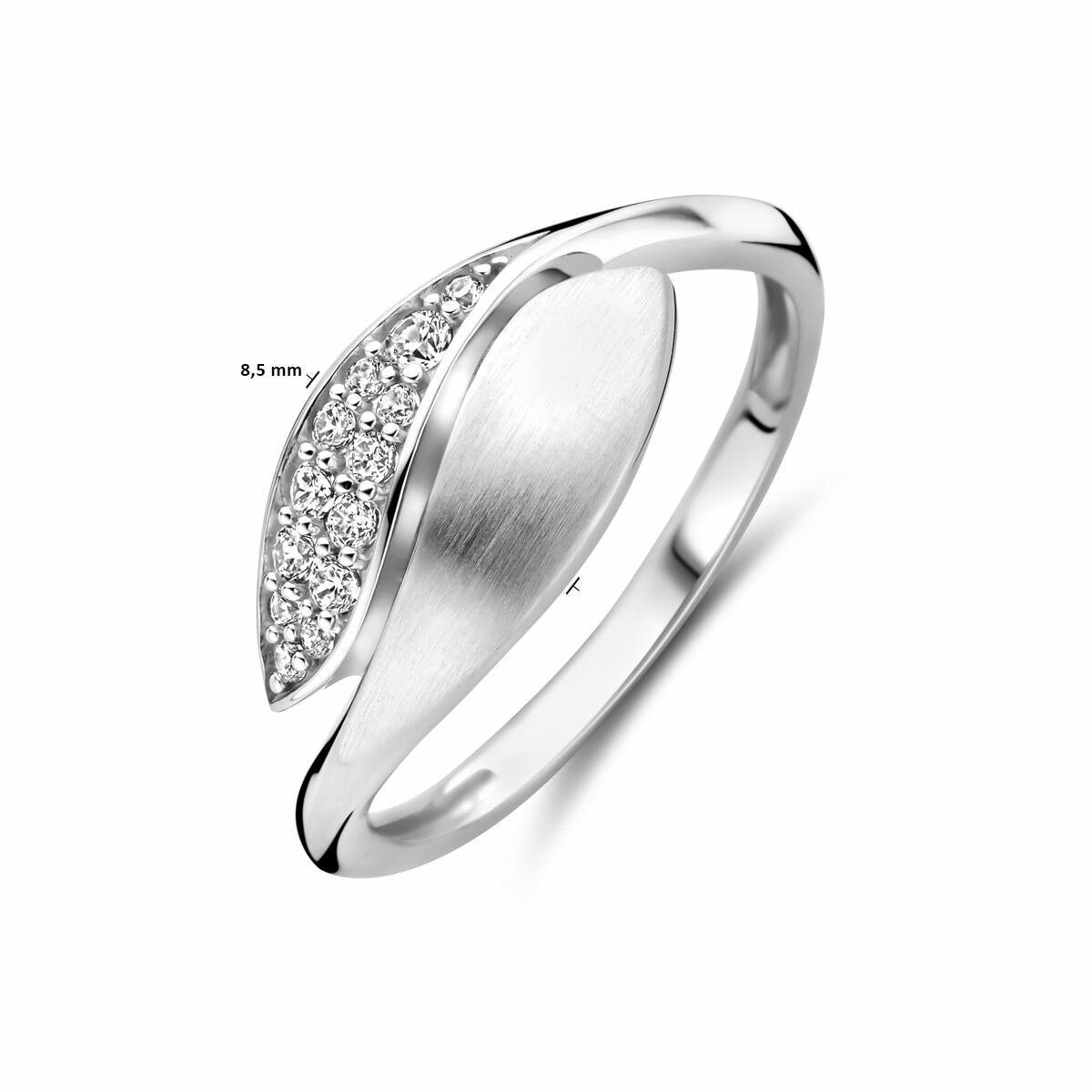 Silberring mit Brillant-Zirkonia – rhodiniert, 925er Silber, 8,5 mm breit
