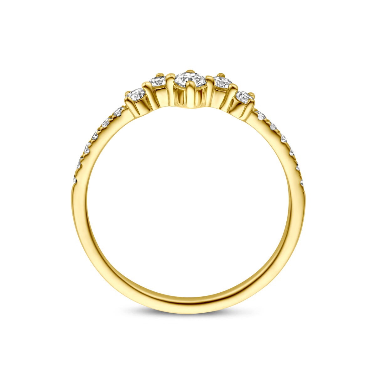 14k Gelbgold Damenring mit 0,33ct Labor gezüchtetem Diamanten