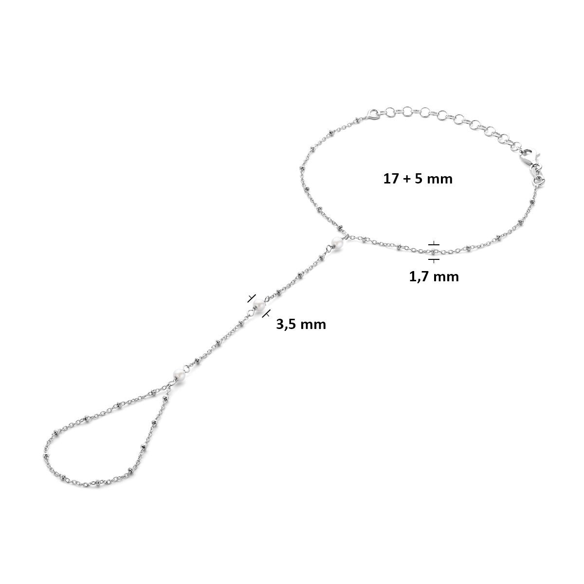 Silberner Handschmuck mit Perlen – rhodiniert 925