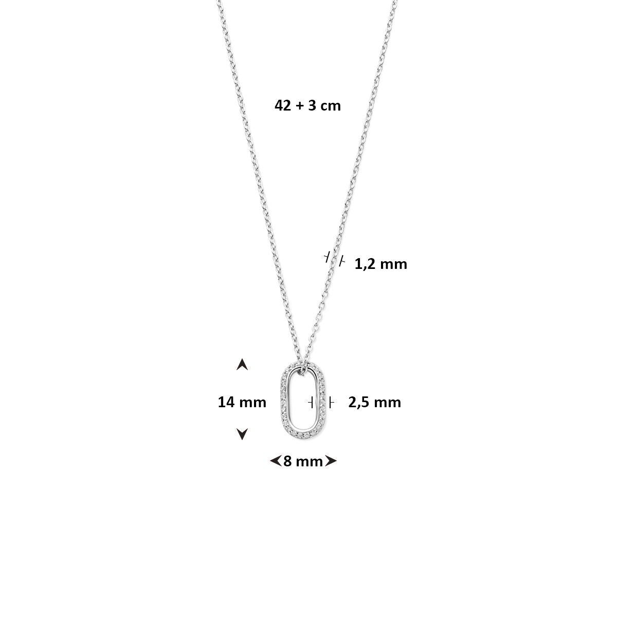 Rhodiniertes Silbercollier mit Zirkonia – Entourage