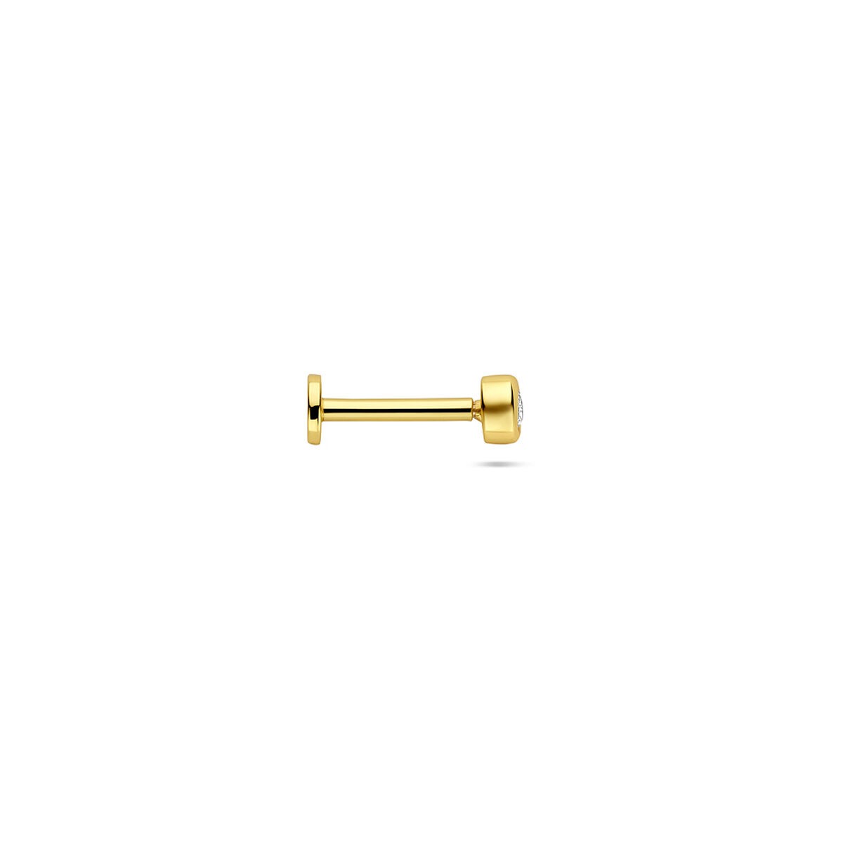Vergoldetes 925er Silber Flat Back Piercing mit runden Zirkonia