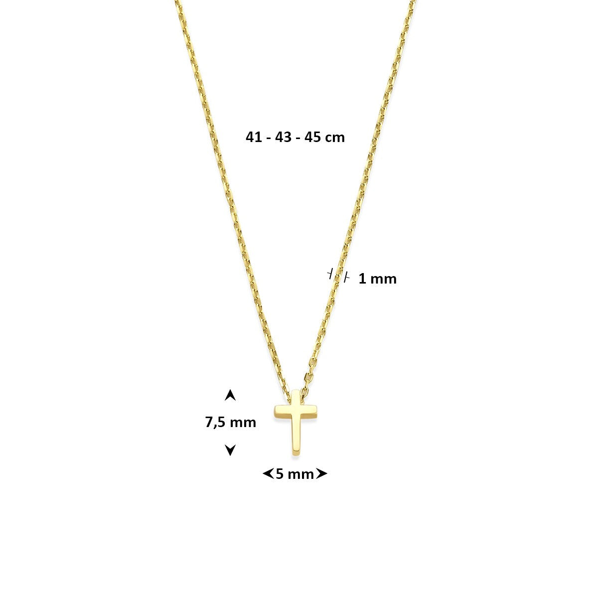 14 Karat Gelbgold Collier mit Kreuz