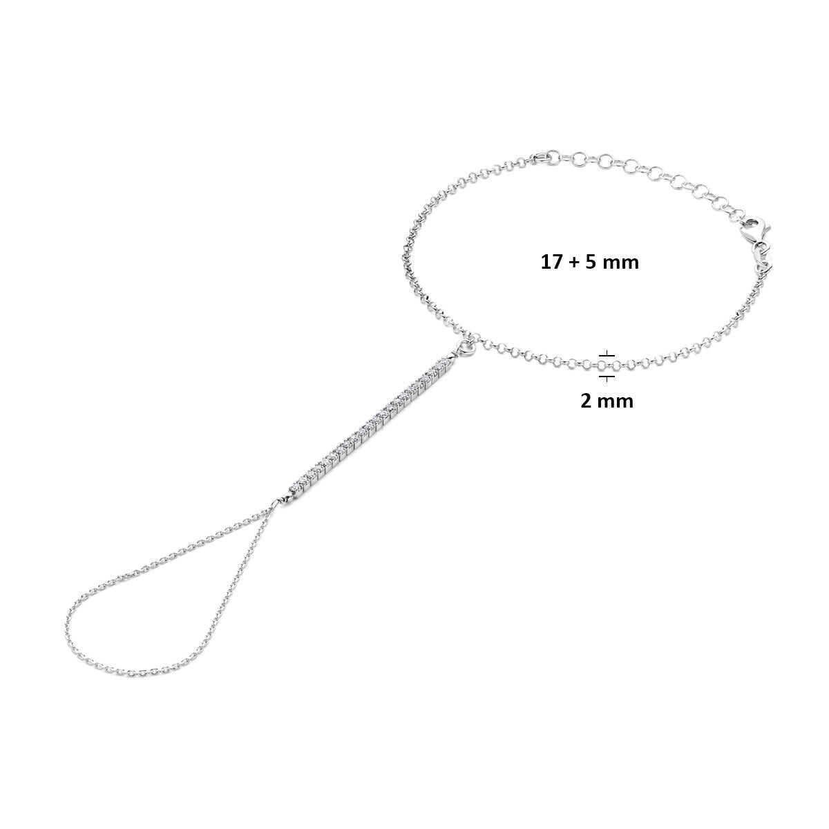 Silberner Handschmuck mit Zirkonia – rhodiniert 925