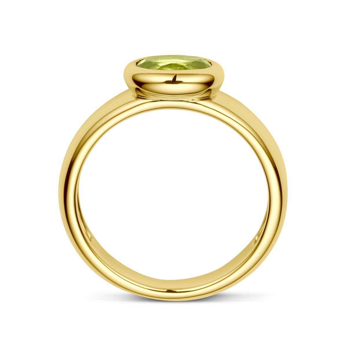 14 Karat Gelbgoldring mit Peridot – Ovale Fassung 7,5x9 mm