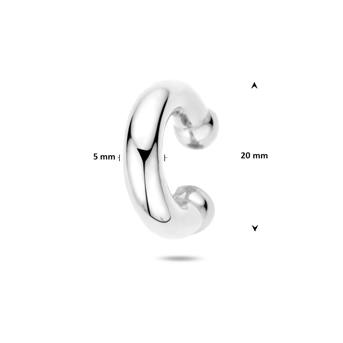 Rhodinierte 925er Silber Ear Cuff 20 x 5 mm