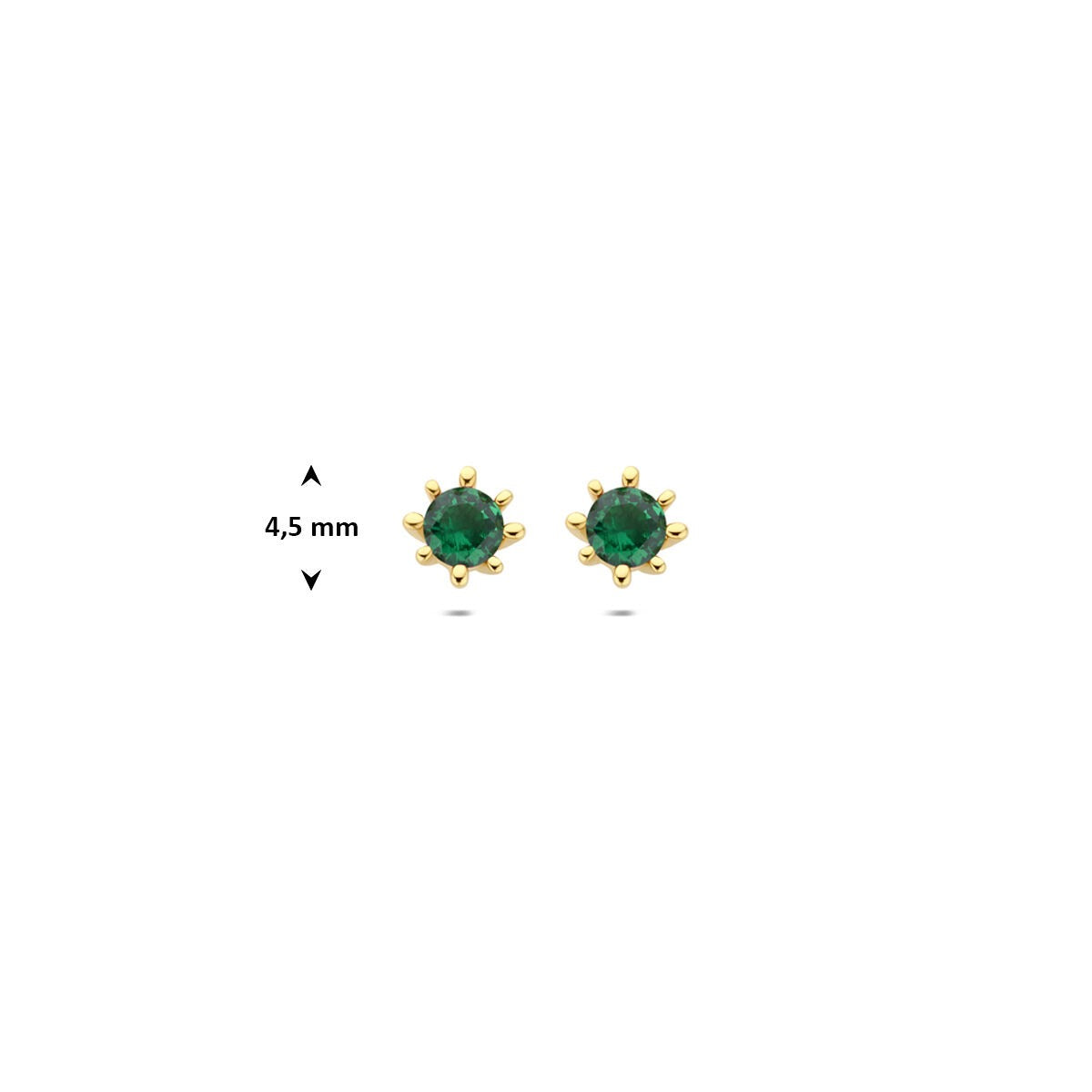 9K Gelbgold-Ohrstecker mit grünen Zirkonia