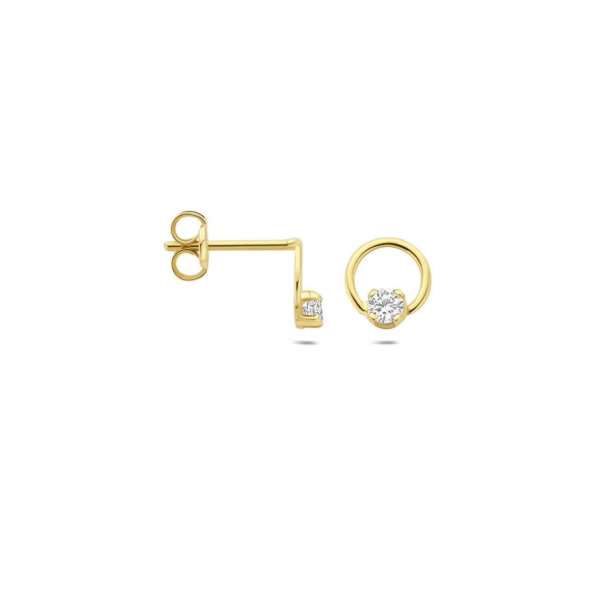 14 Karat Gelbgold Ohrstecker mit im Labor gezüchtetem Diamanten 0,13 kt