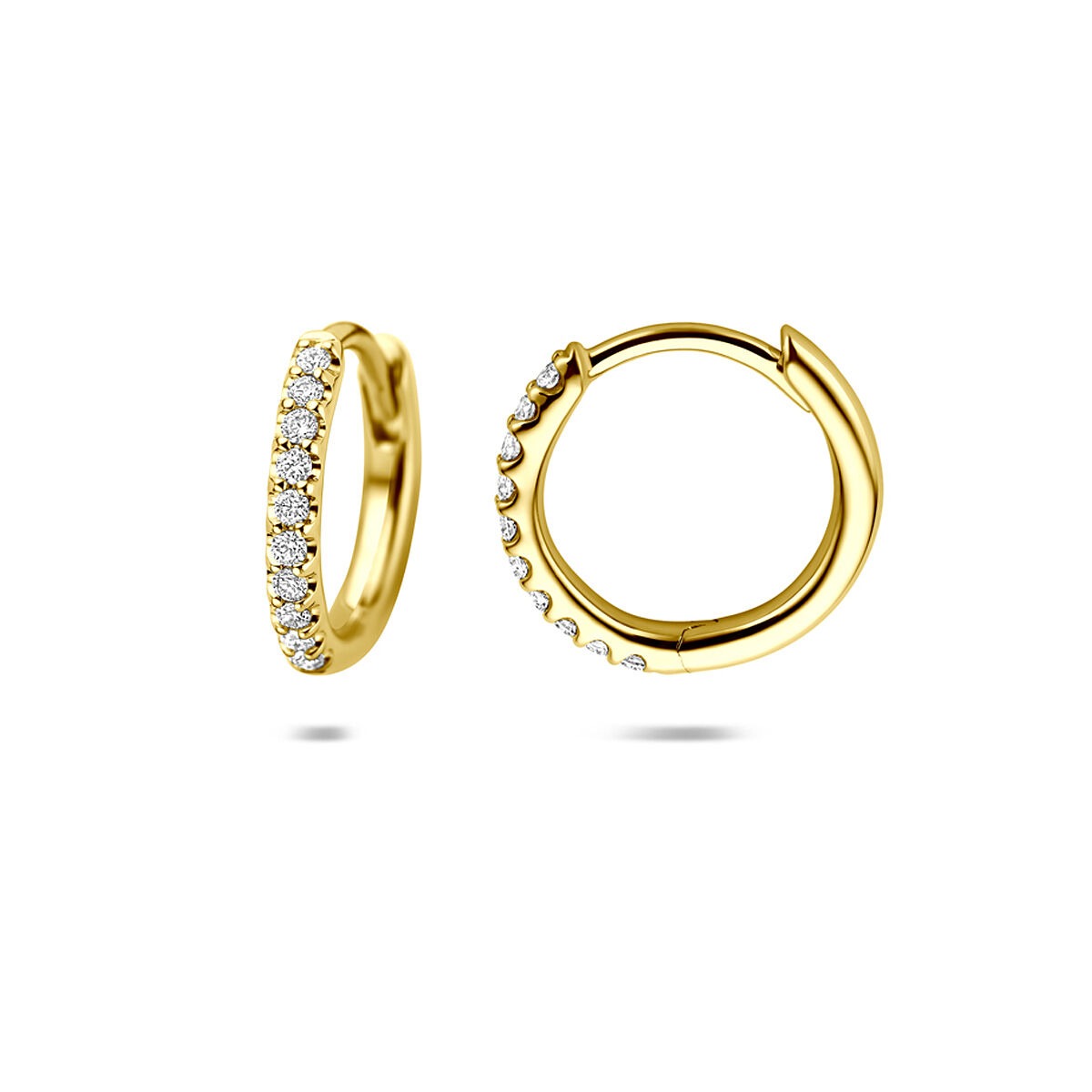 14K Gelbgold Klappcreolen mit im Labor gezüchtetem Diamanten