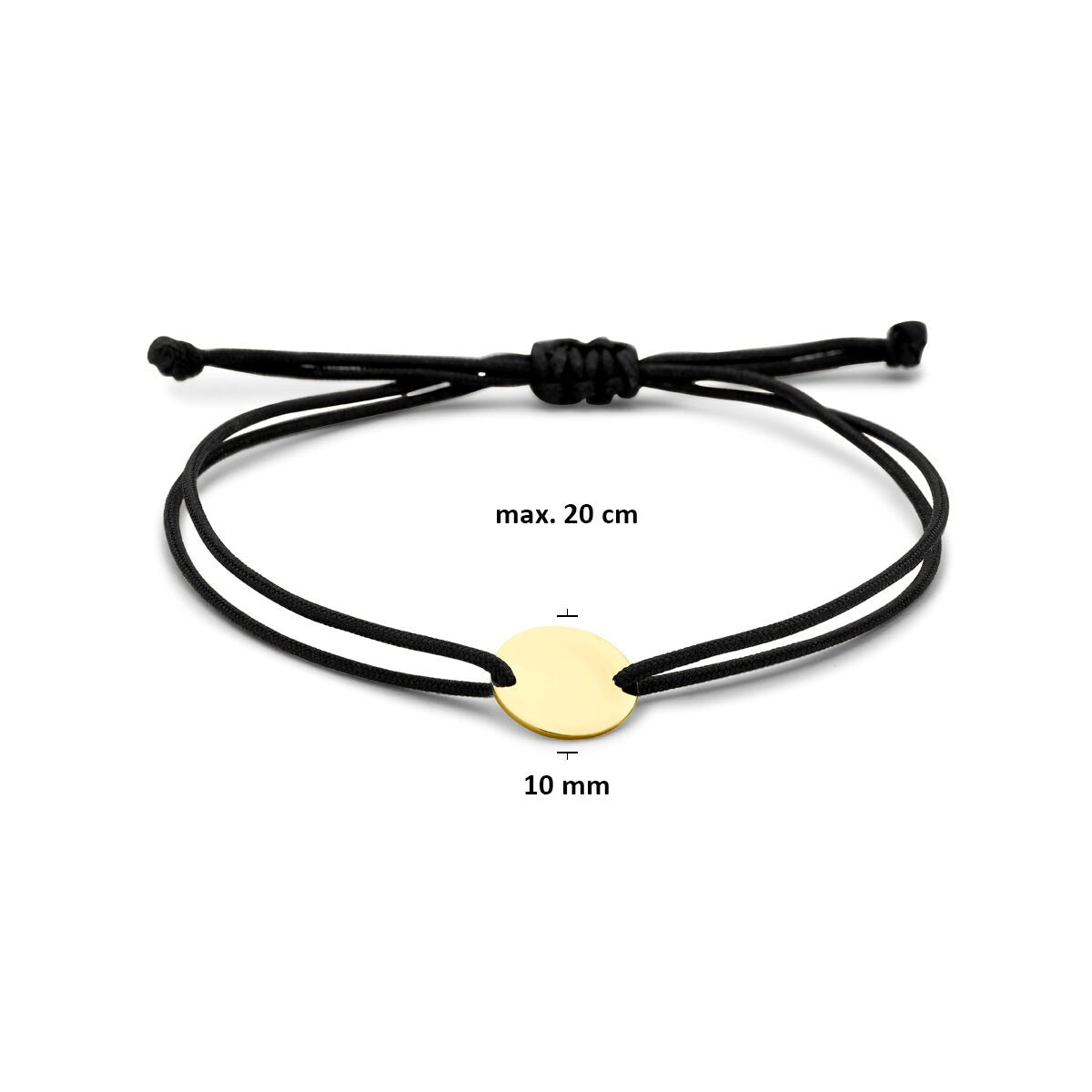 14 Karat Gelbgold-Gravurarmband mit schwarzem Polyester
