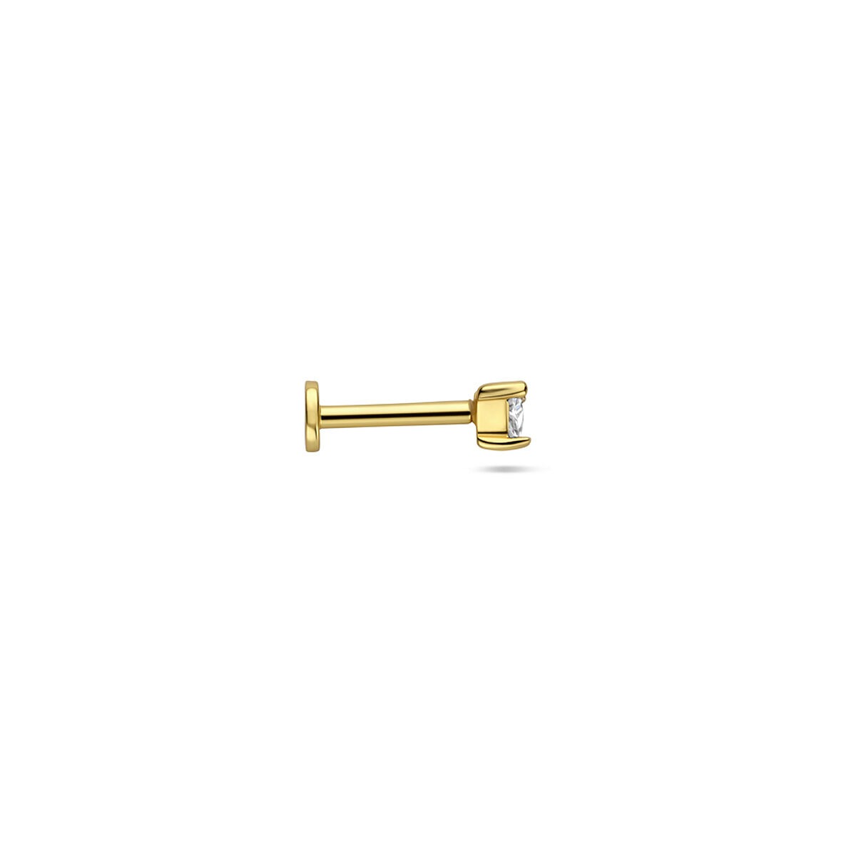 Vergoldetes 925er Silber Flat Back Piercing mit dreieckigem Zirkonia