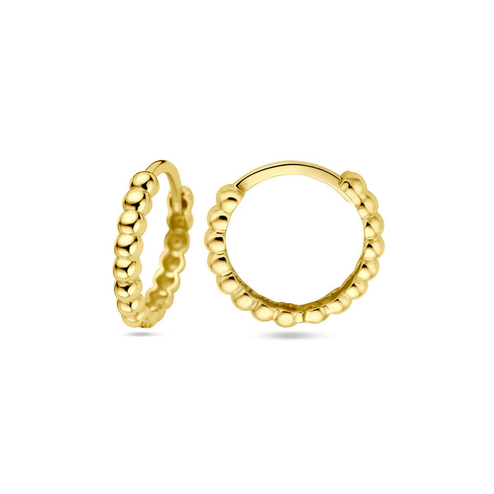 9k Geelgouden Klapoorringen met Bolletjes 13.5 x 2 mm