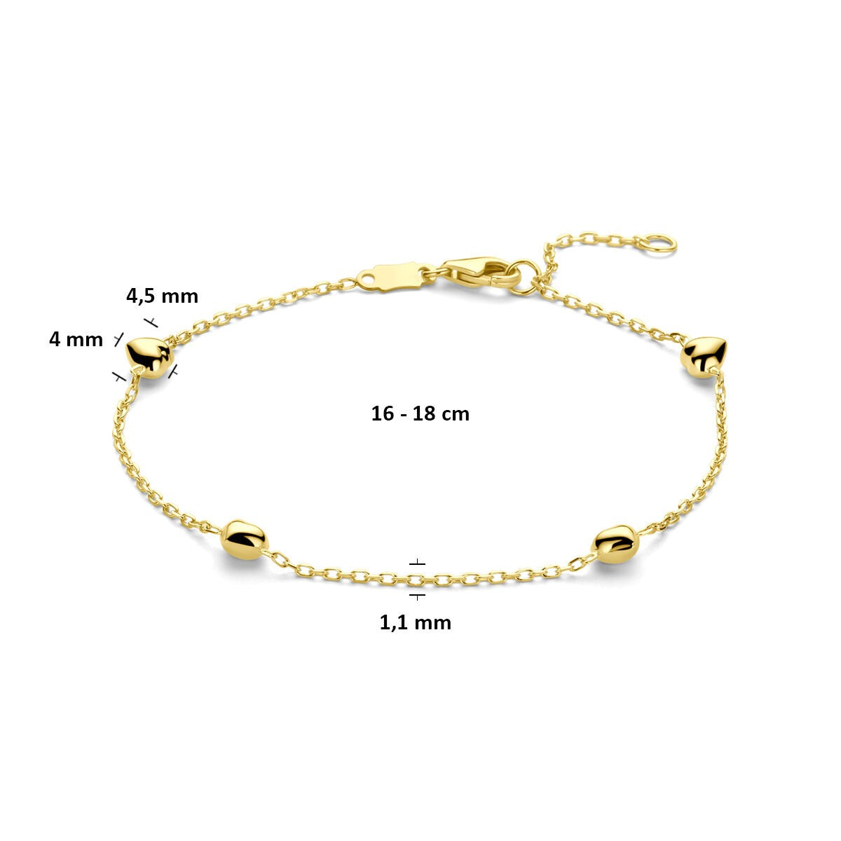 9 Karat Gelbgold Armband mit Herzchen