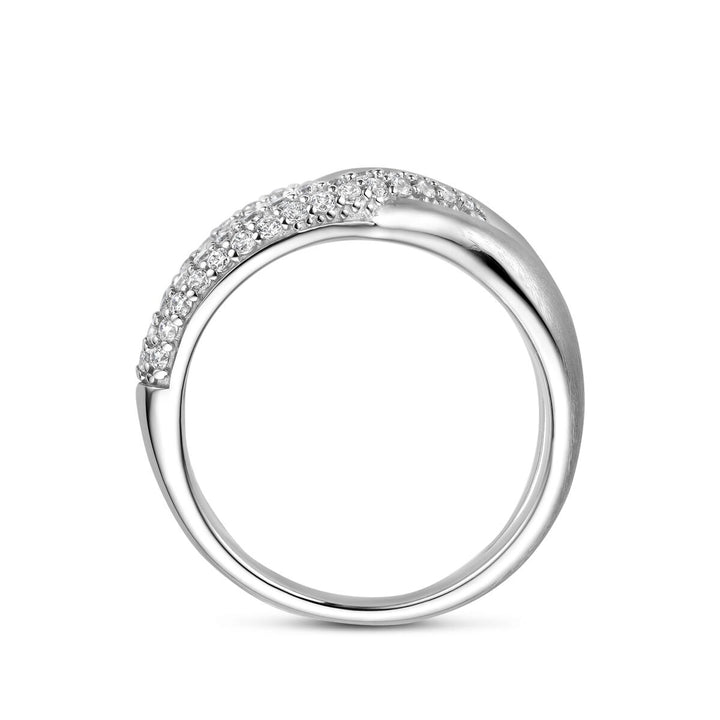 Rhodinierter Ring aus 925er Silber mit Zirkonia-Pavé