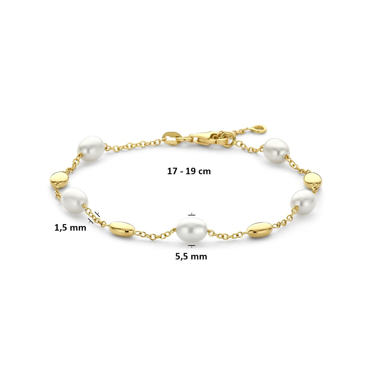14K Gelbgoldarmband mit Perlen