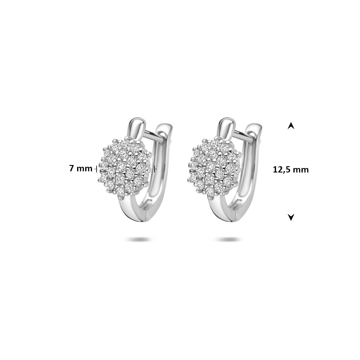 Rhodinierte Klappcreolen aus Sterlingsilber mit Zirkonia