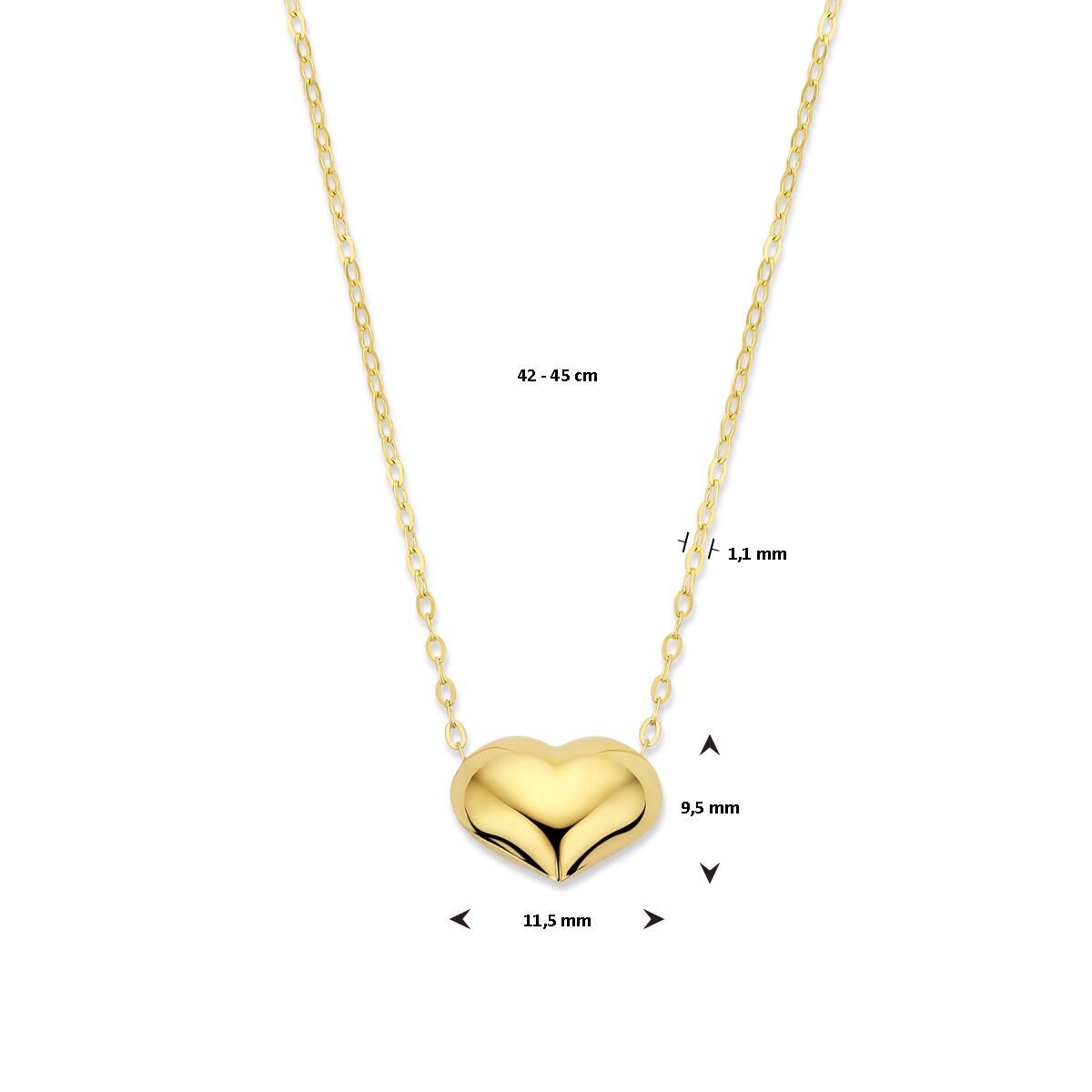 14K Gelbgold Halskette mit Herz