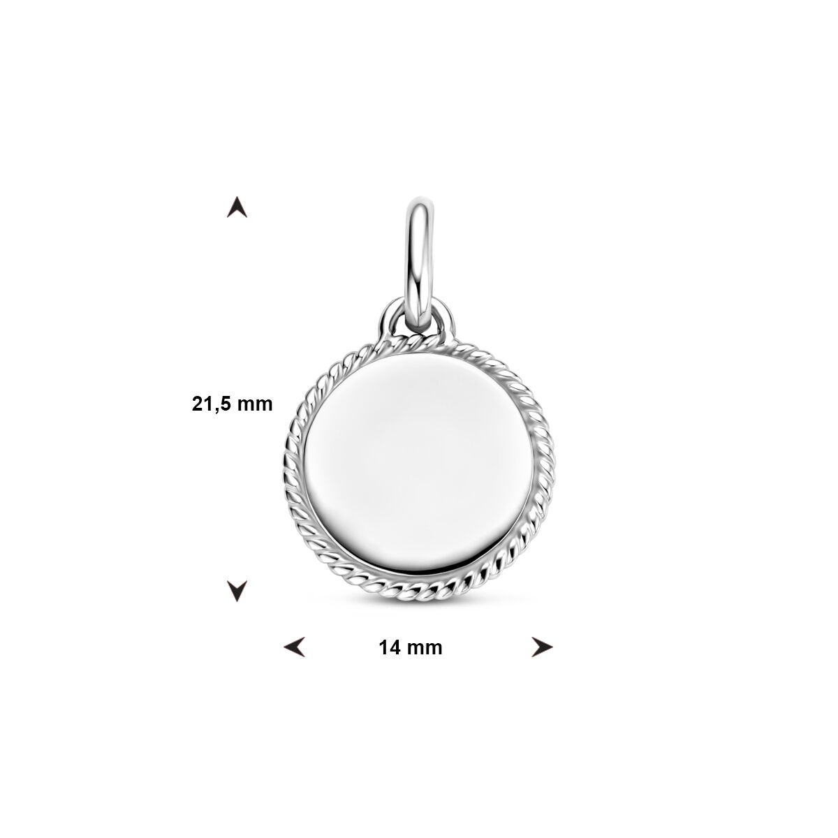 Rhodiniertes Gravur-Medaillon aus Silber, rund – 19,5 mm