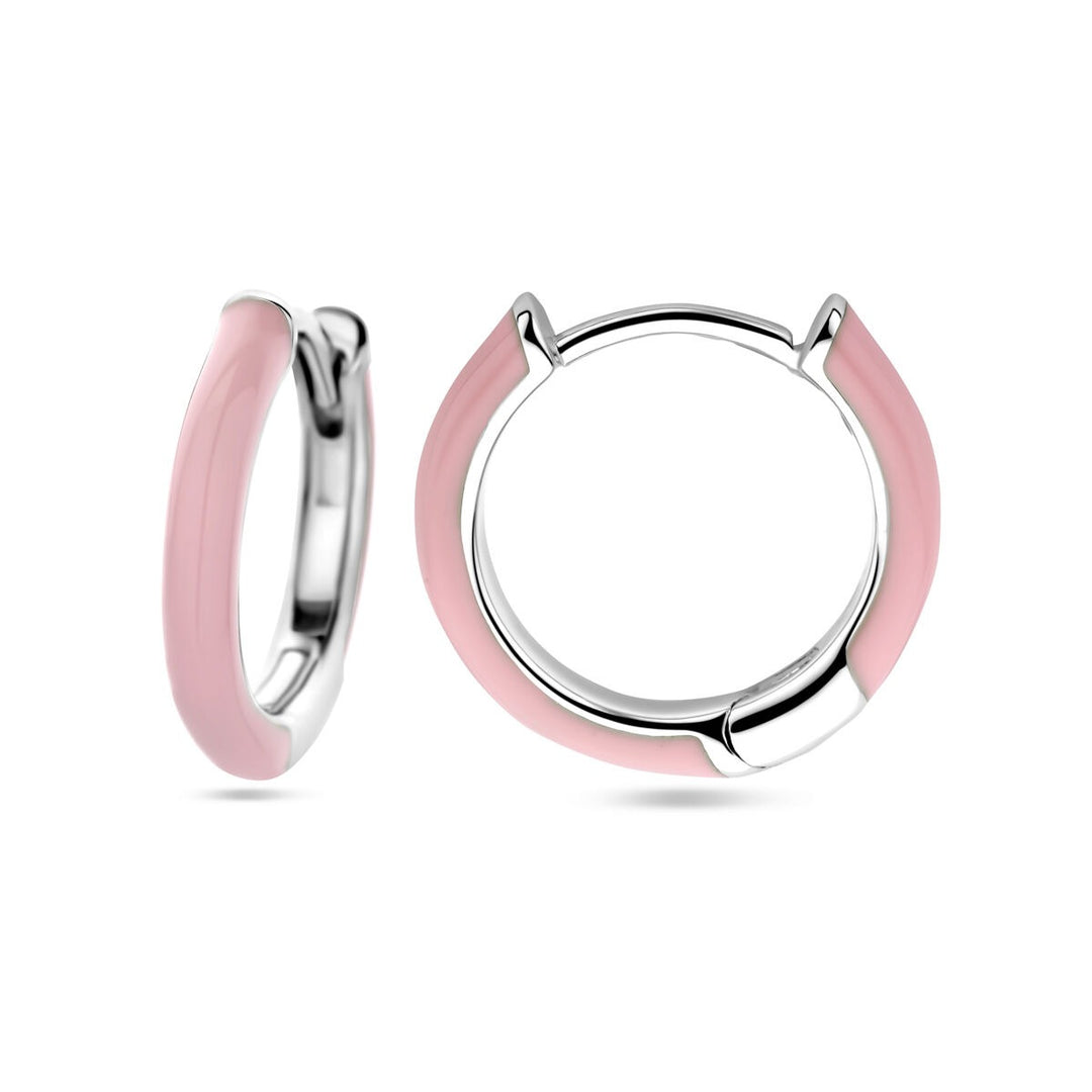 Ohrhänger rosa Emaille, Silber rhodiniert