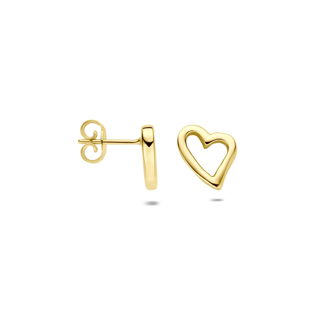 14k Gelbgold Ohrstecker Herz 10 mm