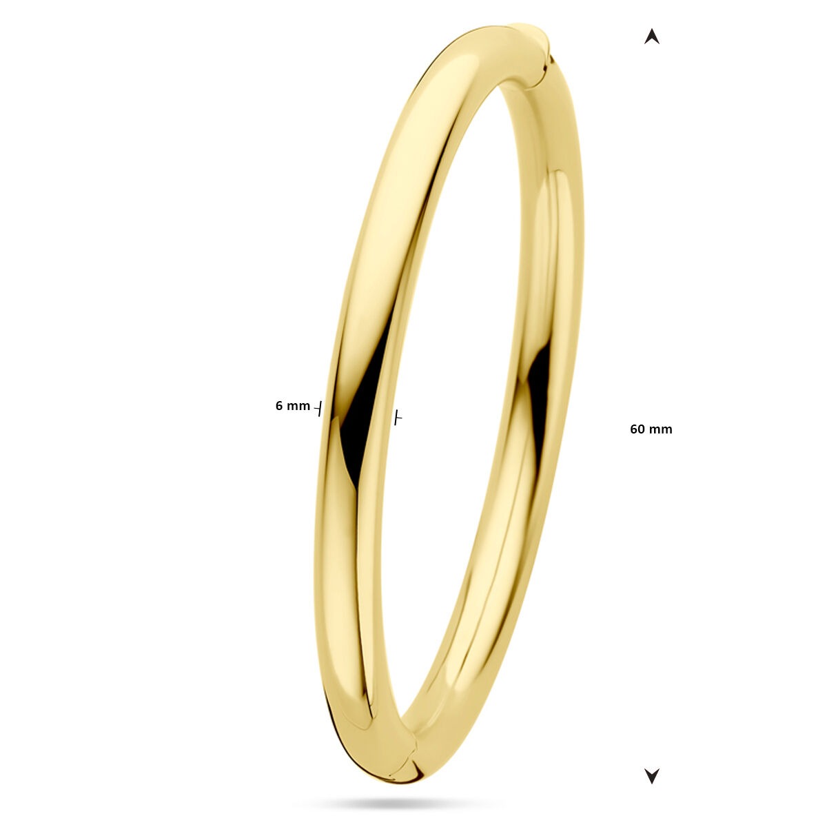 14K Gelbgoldarmreif mit Scharnier – 6 mm breit