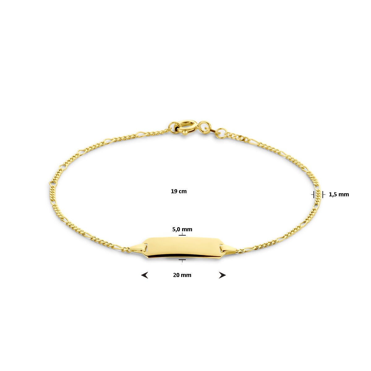 14k Gelbgold Gravurarmband Damen – Figaro Kette