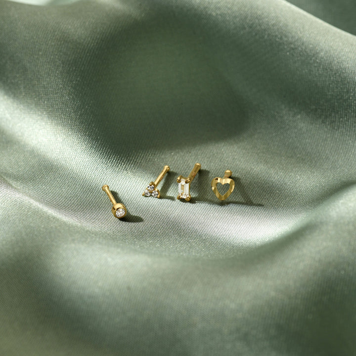 Nasenstecker Zirkonia Kugel 14K Gelbgold
