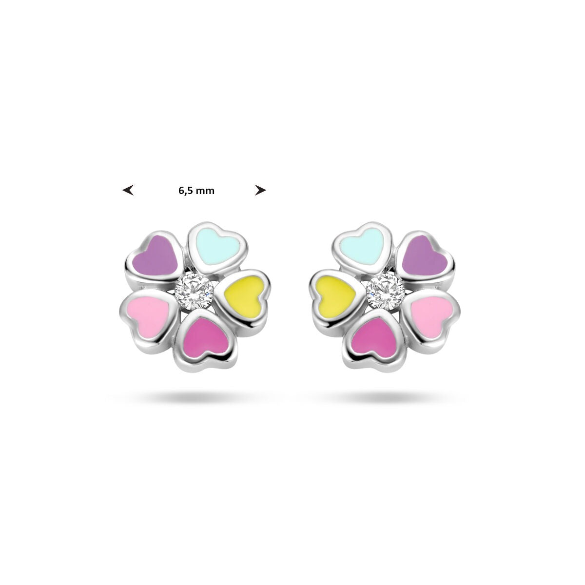 Ohrstecker Blume mit Zirkonia aus 925er rhodiniertem Silber
