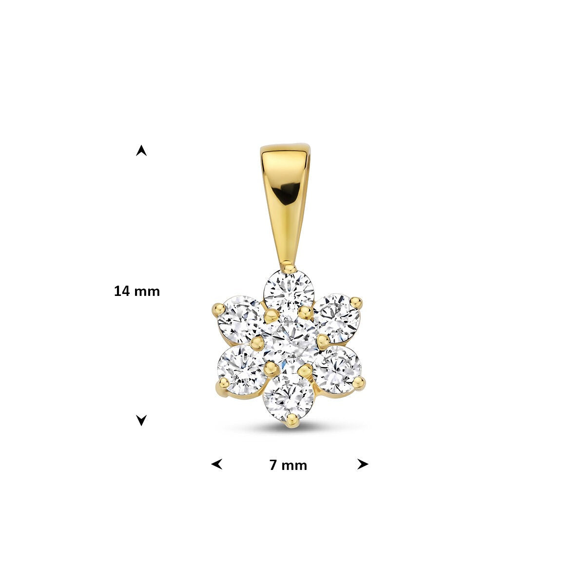 9k Gelbfarbener Anhänger mit Zirkonia 14 x 7 mm