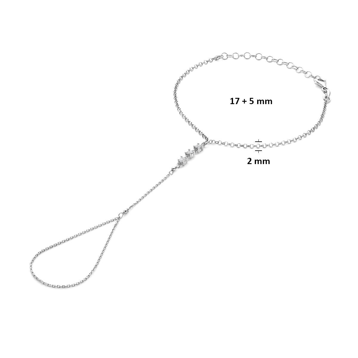 Silbernes Handschmuckstück mit Zirkonia – rhodiniertes 925er Silber