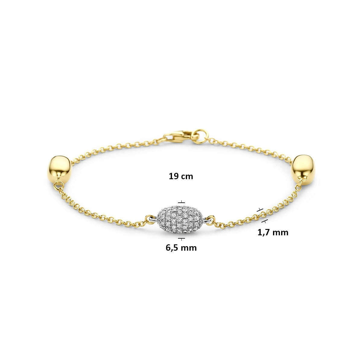 14k Bicolor-Armband aus Gelb- und Weißgold mit Diamant
